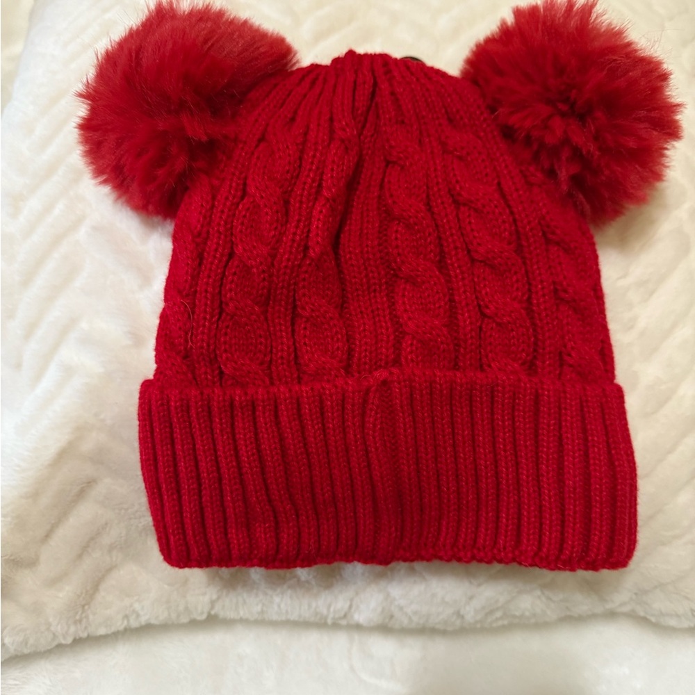 SOLD OUT- PINK Victoria's Secret Red Cable Knit Beanie, adult size. - Picture 4 of 6